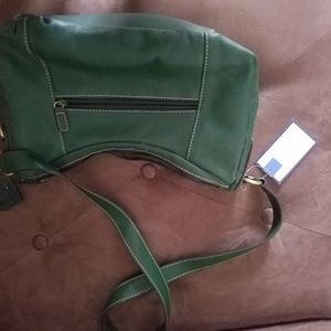 Green leather handbag
